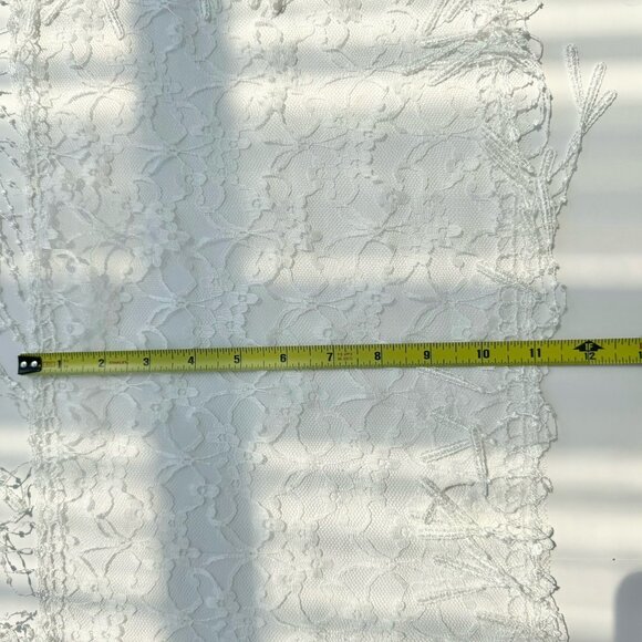 Boho Fairy Ivory Lace Flower Embroidered Scarf With Tassels All Around - Picture 4 of 4